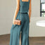 Elegant Square Neck Top and Wide Leg Pants Set