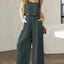Elegant Square Neck Top and Wide Leg Pants Set