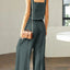 Elegant Square Neck Top and Wide Leg Pants Set