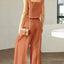 Elegant Square Neck Top and Wide Leg Pants Set