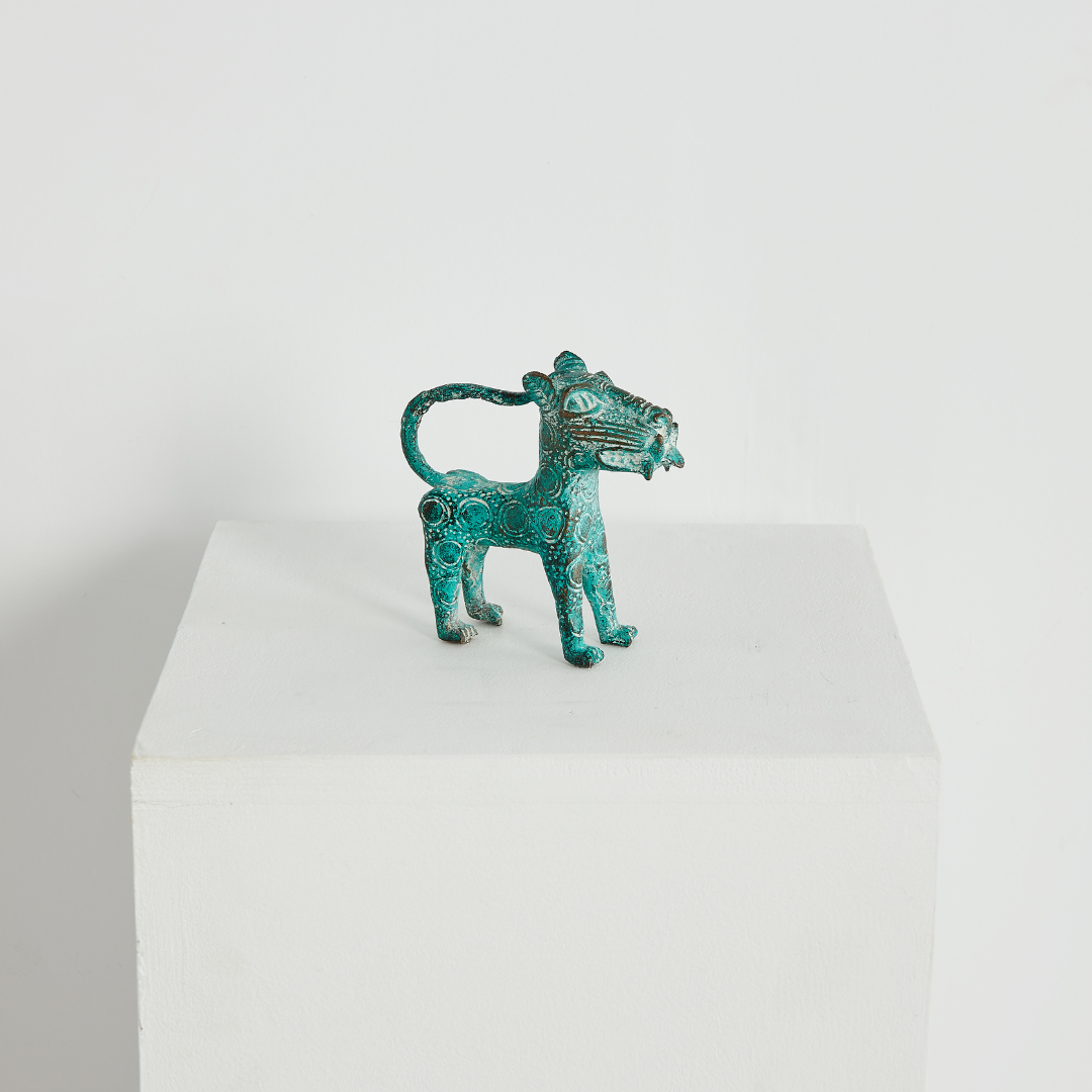 Figurita de Leopardo de Metal de Bronce Mini Benin