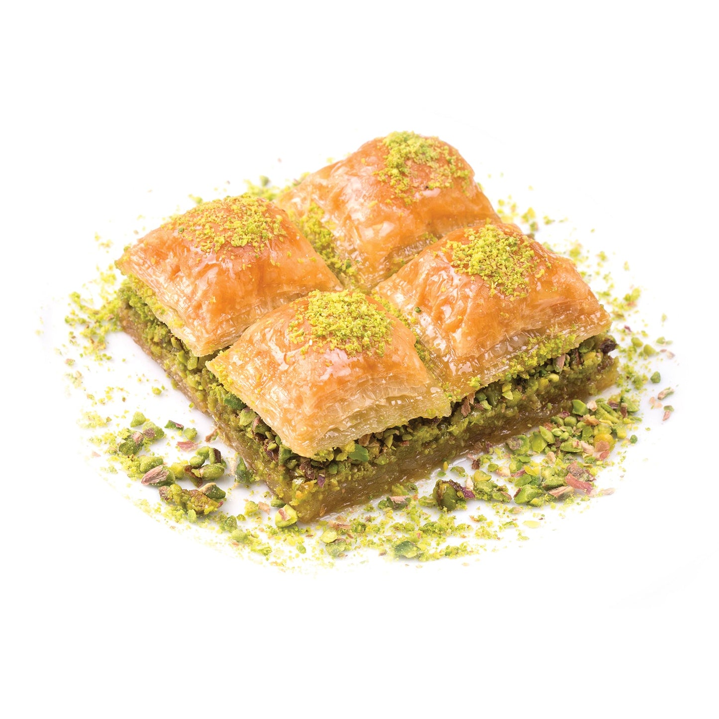 Baklava de Moda – Rebanada cuadrada con pistacho, paquete para fiestas, 54 piezas, 2700 g