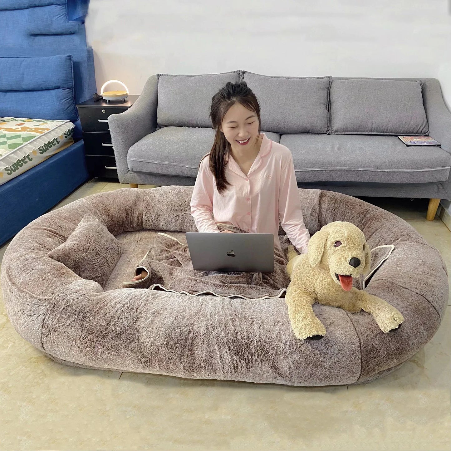 Cama Humana Sobredimensionada para Perros - Desmontable y Lavable