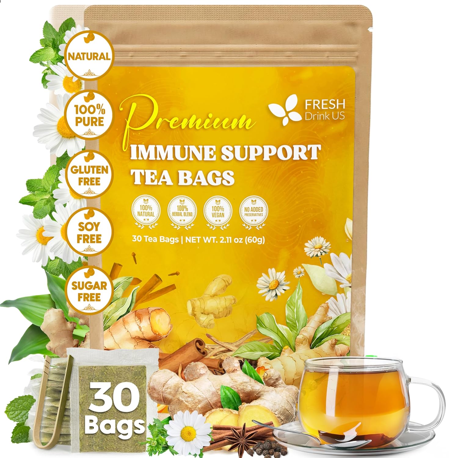 Premium Herbal Tea Bags for Immune Support - Korvel