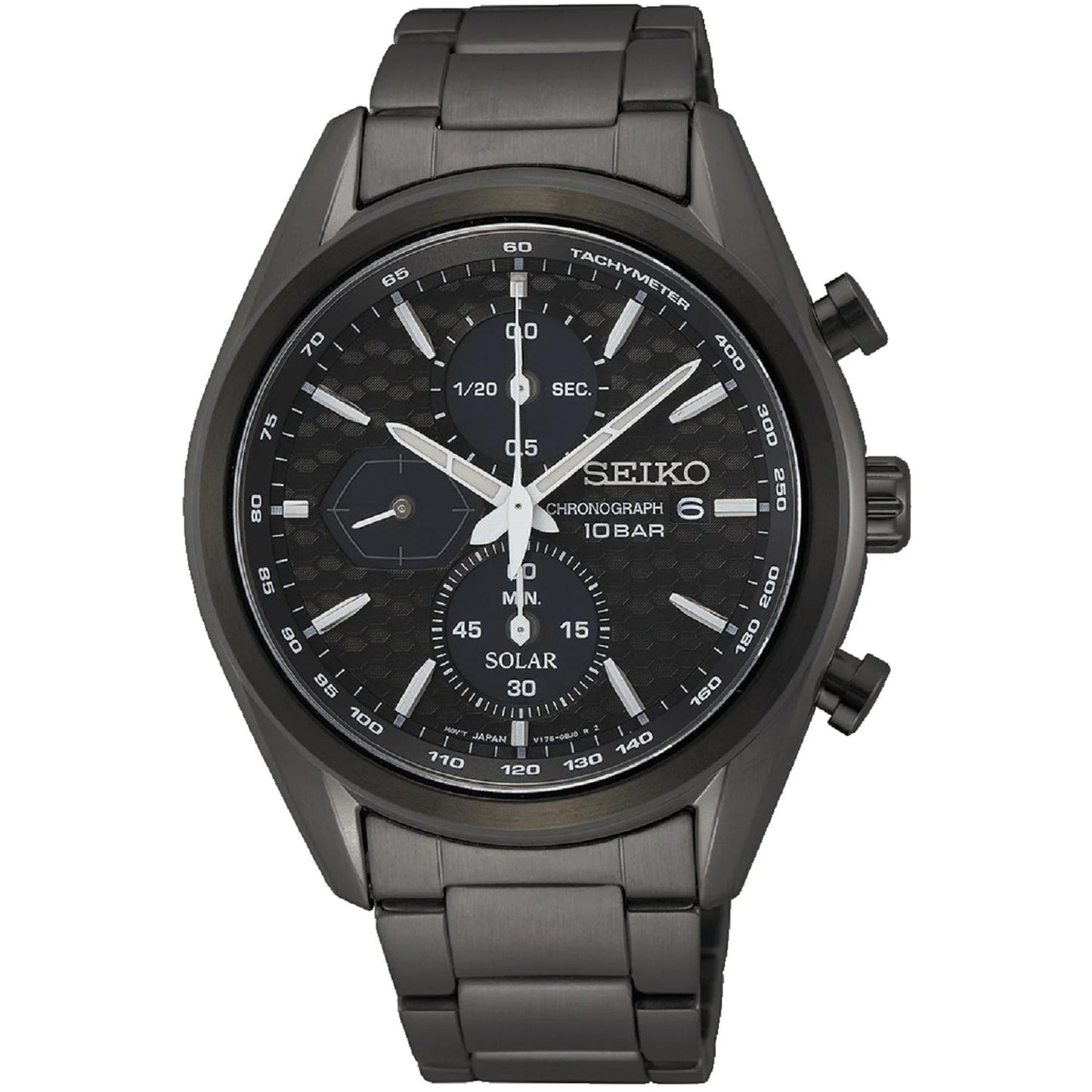 Montre solaire Seiko pour homme - Acier inoxydable premium