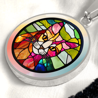 Artisan Stained Glass Cat Pendant Necklace - Korvel