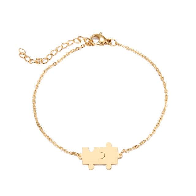Dainty Gold and Silver Puzzle Link Bracelet for Women
