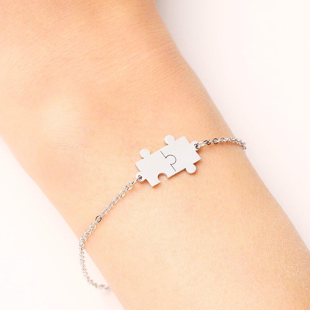 Dainty Gold and Silver Puzzle Link Bracelet for Women
