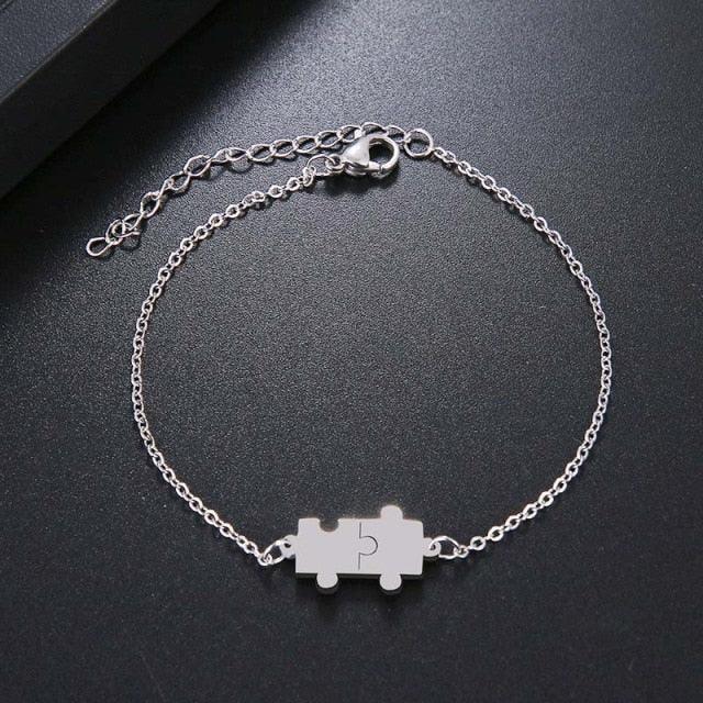 Dainty Gold and Silver Puzzle Link Bracelet for Women