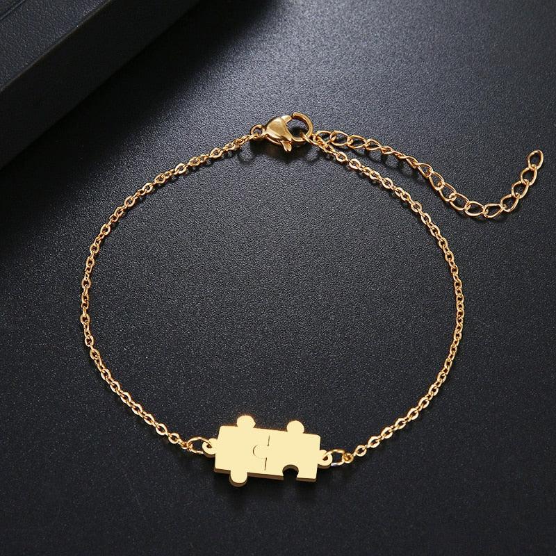 Dainty Gold and Silver Puzzle Link Bracelet for Women