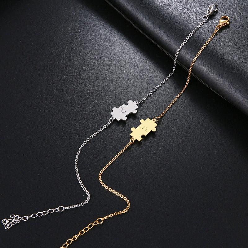 Dainty Gold and Silver Puzzle Link Bracelet for Women