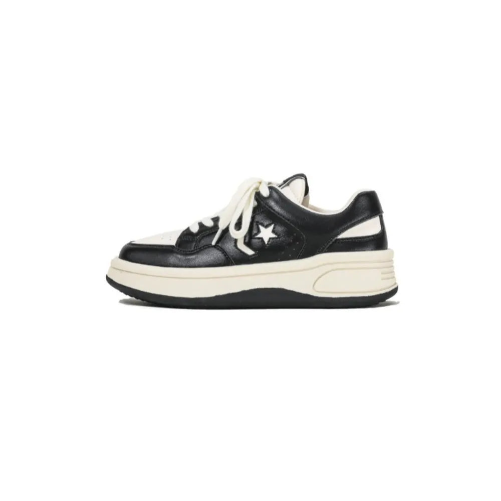 Star Lace Up Round Toe Platform Sneakers - Korvel