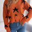 Star Pattern Distressed V-Neck Cropped Sweater - Korvel