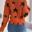 Star Pattern Distressed V-Neck Cropped Sweater - Korvel
