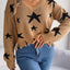Star Pattern Distressed V-Neck Cropped Sweater - Korvel