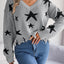 Star Pattern Distressed V-Neck Cropped Sweater - Korvel