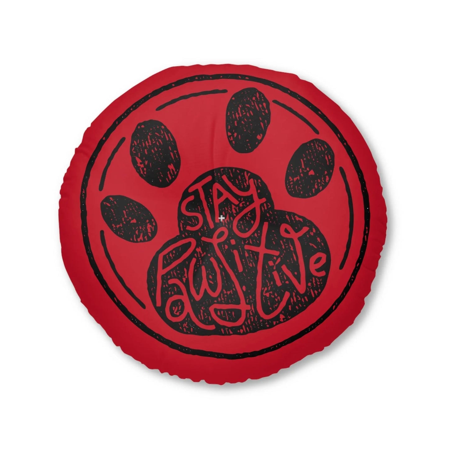 Stay Paw-sitive Round Tufted Floor Pillow for Pet Lovers