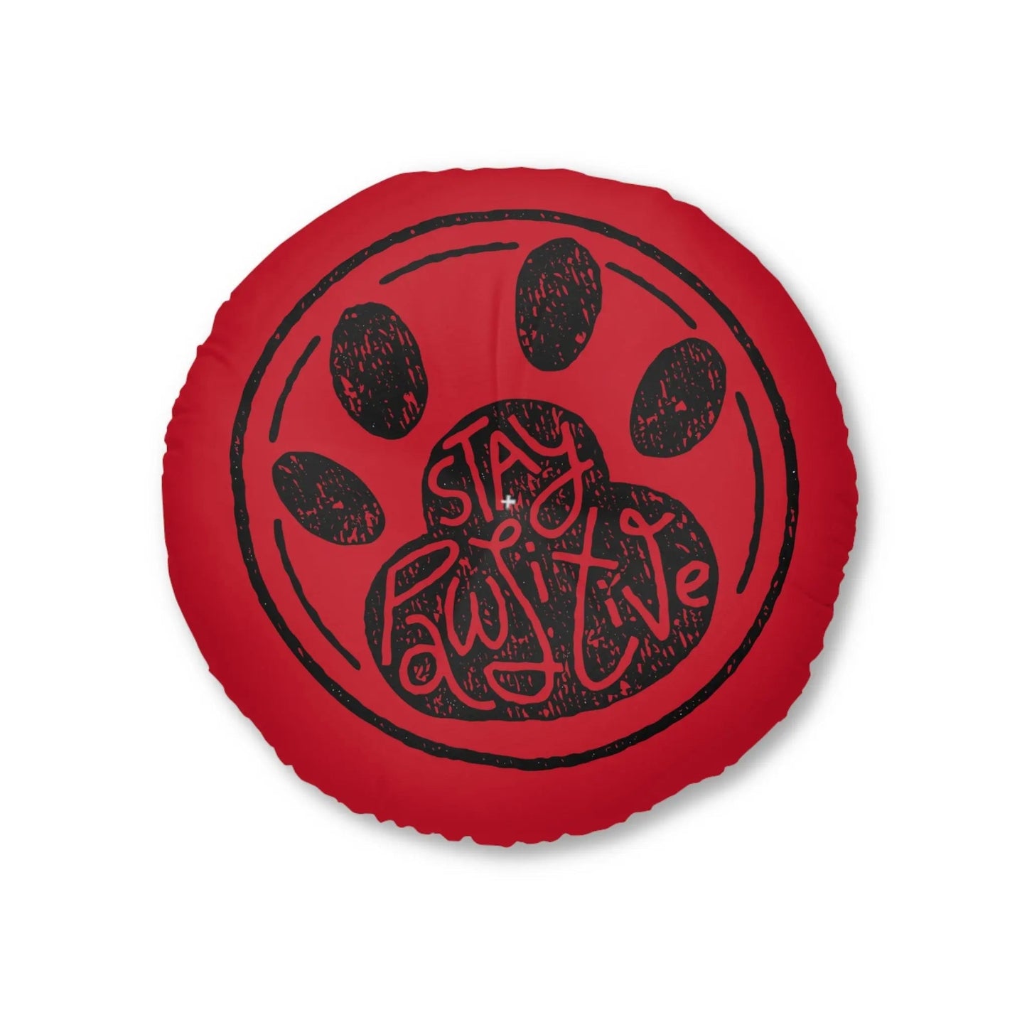 Stay Paw-sitive Round Tufted Floor Pillow for Pet Lovers