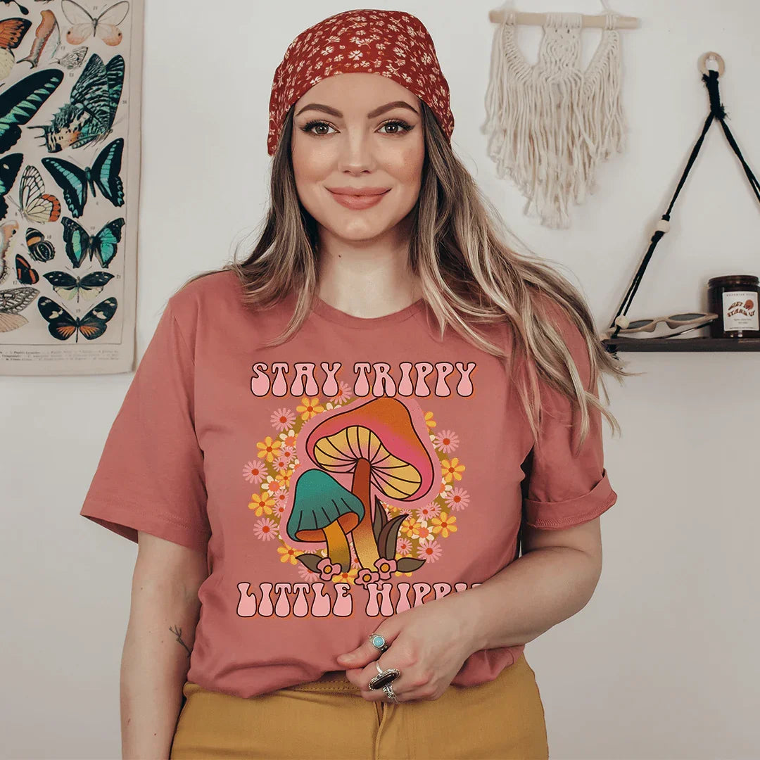 Camiseta con hongos hippies que te mantiene alucinante