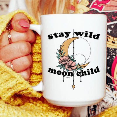 Stay Wild Moon Child Boho Ceramic Mug - 15 oz