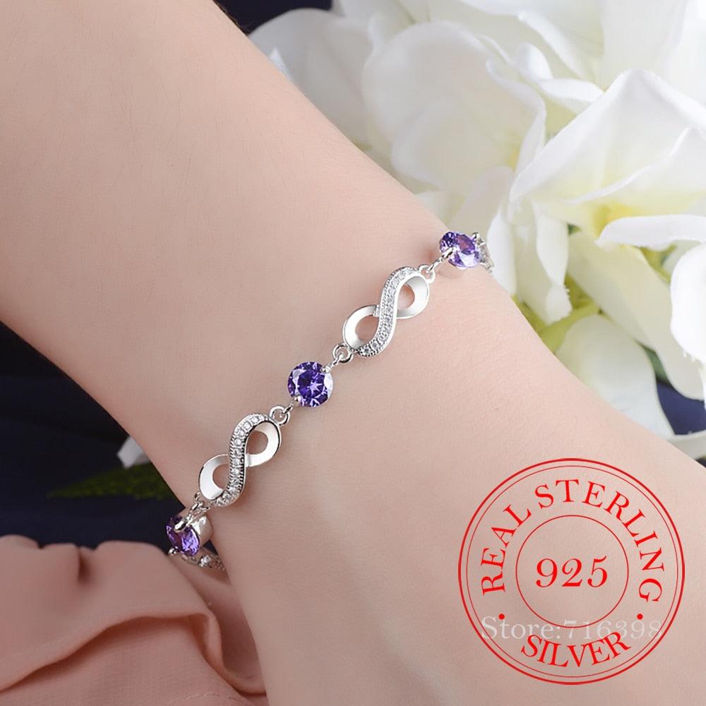 Sterling Silver Infinity Charm Bracelet for Women