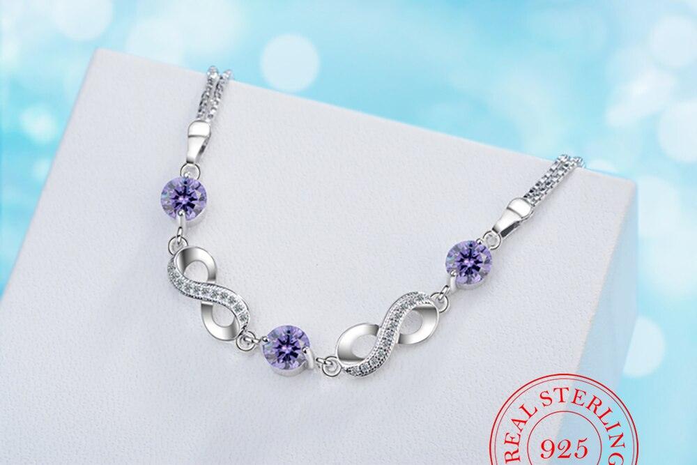 Sterling Silver Infinity Charm Bracelet for Women