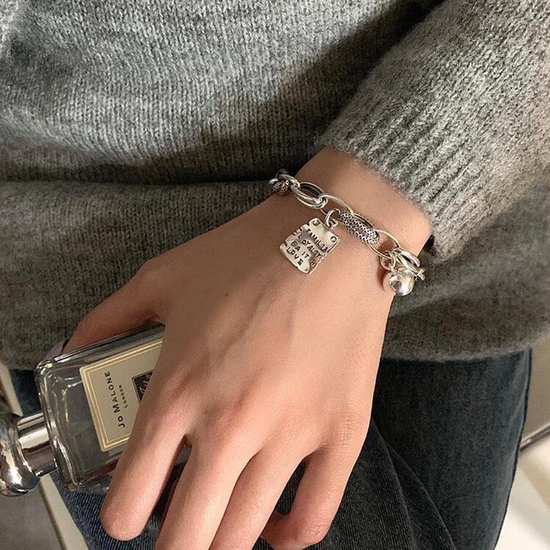 Sterling Silver Heart Link Bracelet - Adjustable & Elegant Design