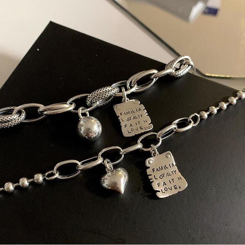Sterling Silver Heart Link Bracelet - Adjustable & Elegant Design
