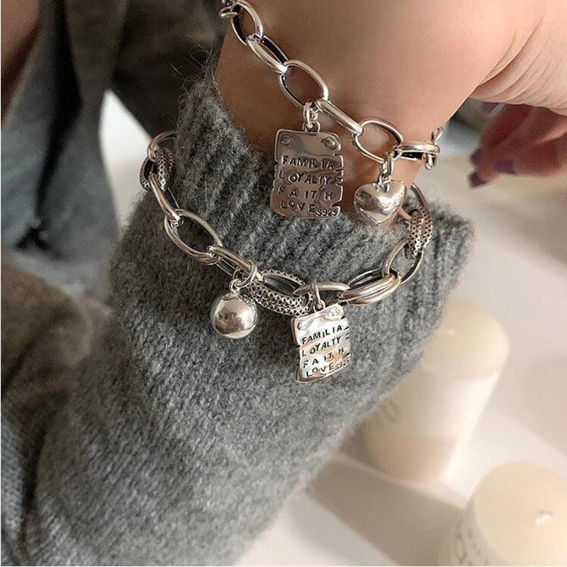 Sterling Silver Heart Link Bracelet - Adjustable & Elegant Design