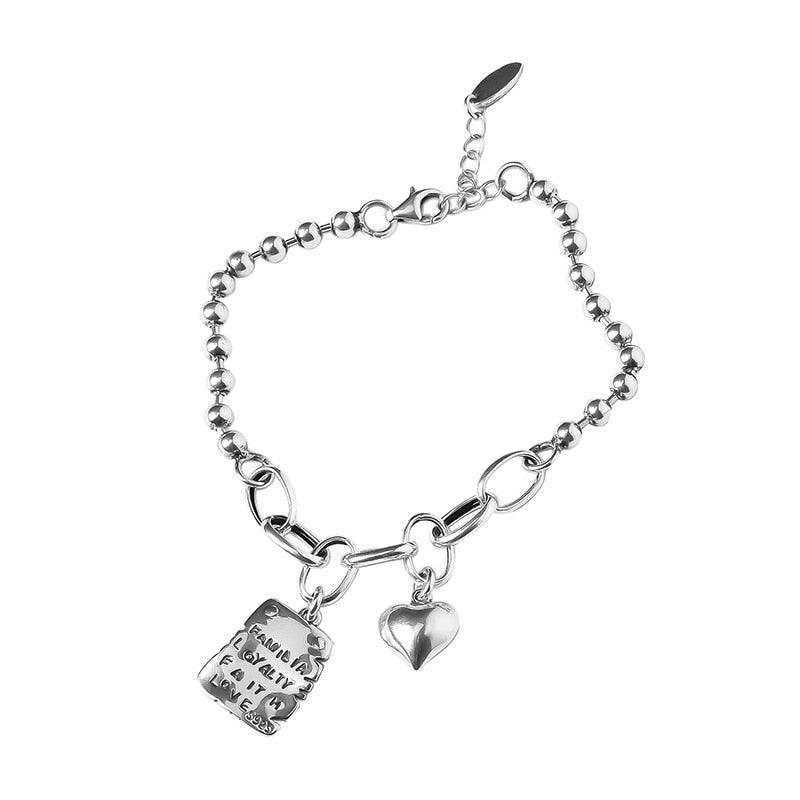 Sterling Silver Heart Link Bracelet - Adjustable & Elegant Design