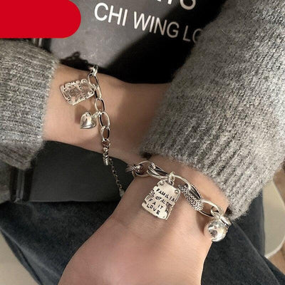 Sterling Silver Heart Link Bracelet - Adjustable & Elegant Design