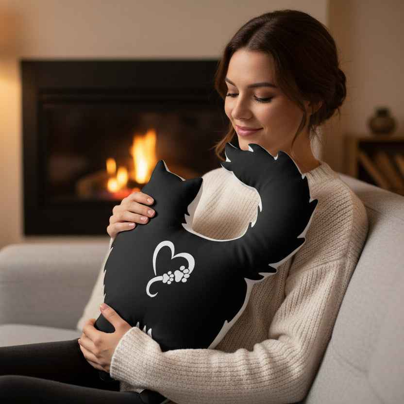 Toujours là. Toujours en train de juger. Coussin Silhouette de Chat