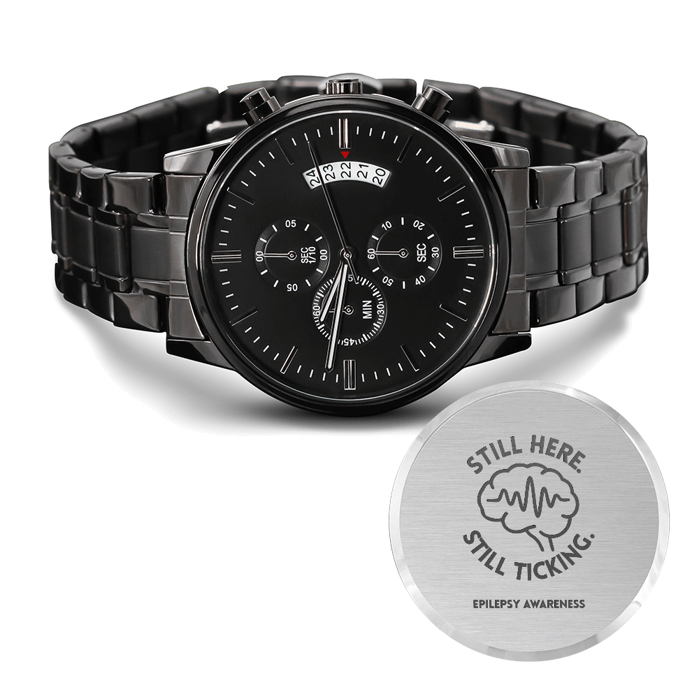 Montre chronographe gravée | Cadeau de sensibilisation à l'épilepsie