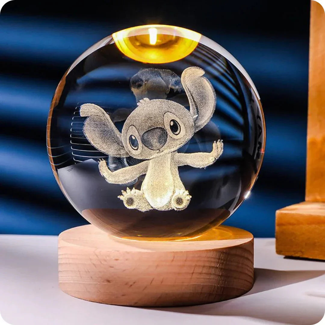 StitchGlow Sphere - Lampe de Nuit Gravée au Laser 3D