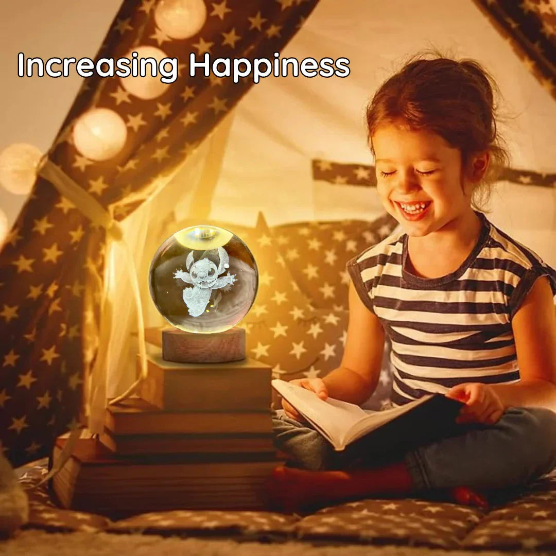 StitchGlow Sphere - Lampe de Nuit Gravée au Laser 3D