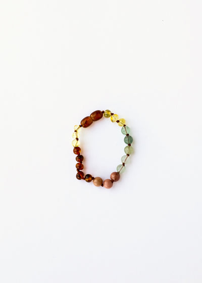 Raw Baltic Sea Amber + Stone Rainbow || Anklet • Bracelet - Korvel