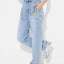 Straight embroidered loose high waisted denim pants - Korvel