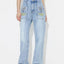 Straight embroidered loose high waisted denim pants - Korvel