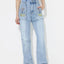 Straight embroidered loose high waisted denim pants - Korvel