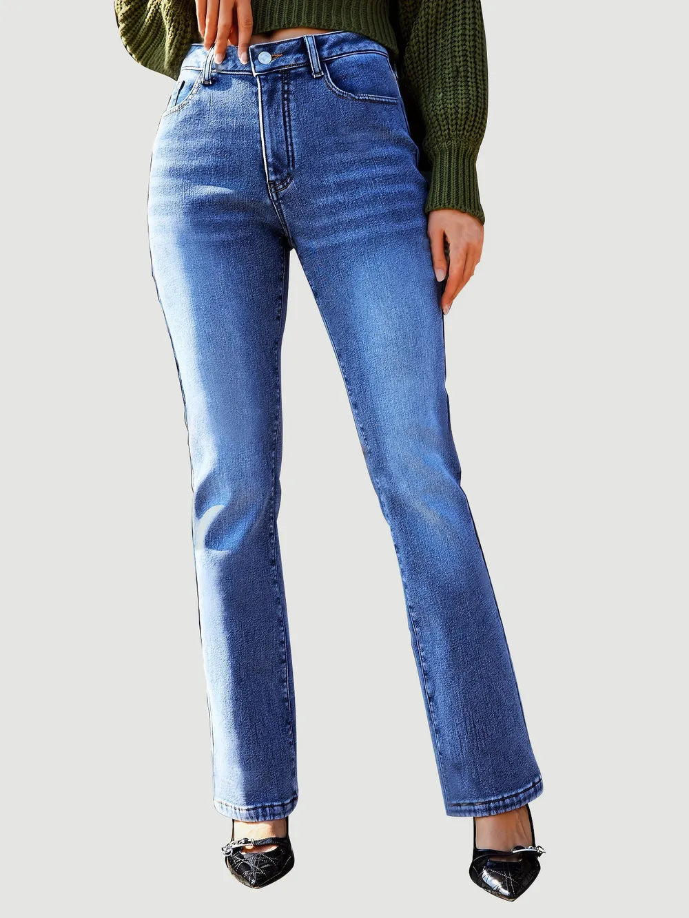 Premium Straight Leg Jeans with Pockets