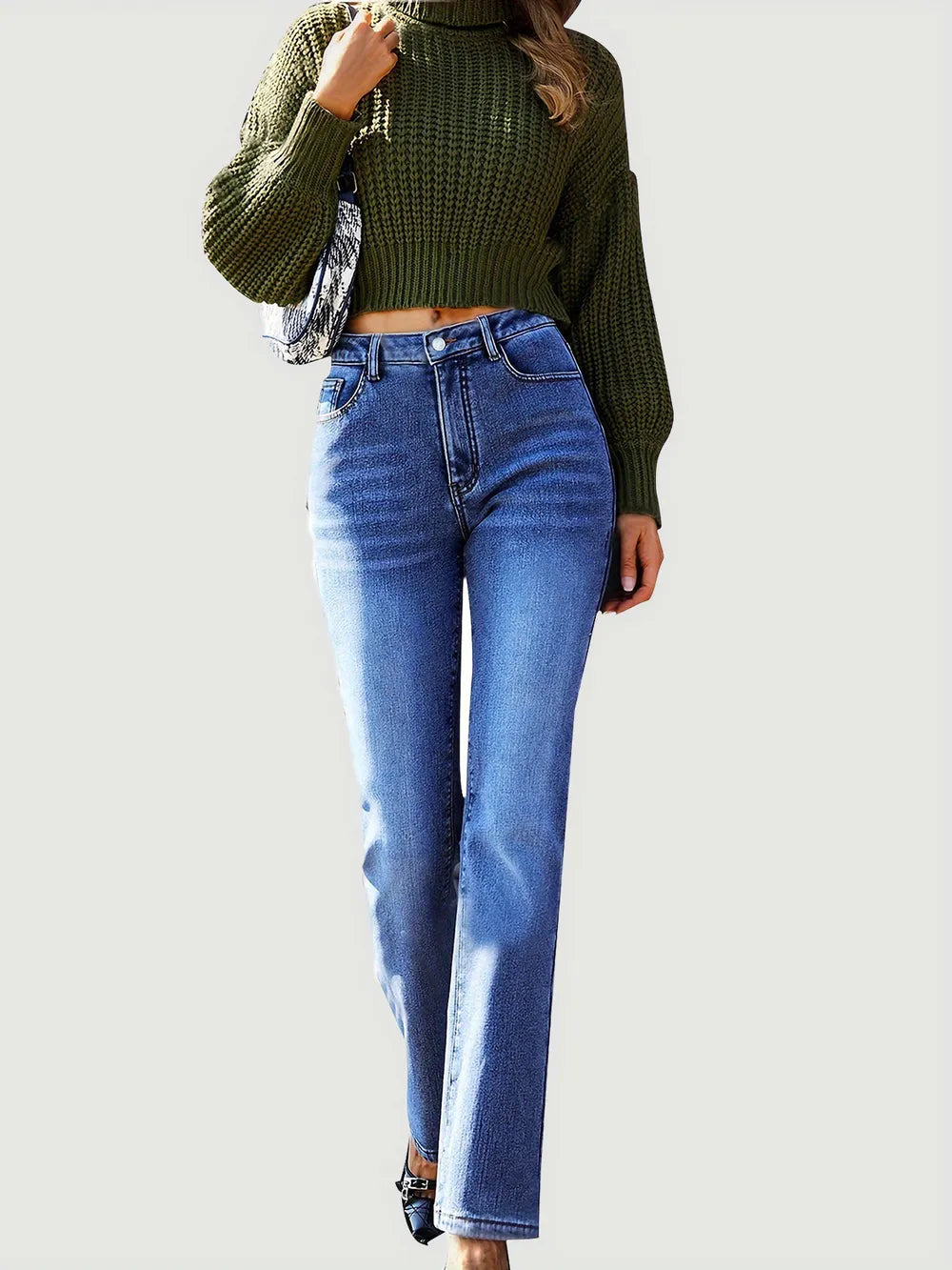 Premium Straight Leg Jeans with Pockets