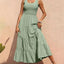 Strap top skirt with pleats and spliced A-line large swing dress - Korvel