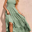 Strap top skirt with pleats and spliced A-line large swing dress - Korvel