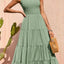 Strap top skirt with pleats and spliced A-line large swing dress - Korvel