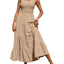Strap top skirt with pleats and spliced A-line large swing dress - Korvel