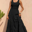 Strap top skirt with pleats and spliced A-line large swing dress - Korvel
