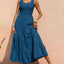 Strap top skirt with pleats and spliced A-line large swing dress - Korvel