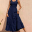 Strap top skirt with pleats and spliced A-line large swing dress - Korvel