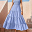 Strap top skirt with pleats and spliced A-line large swing dress - Korvel