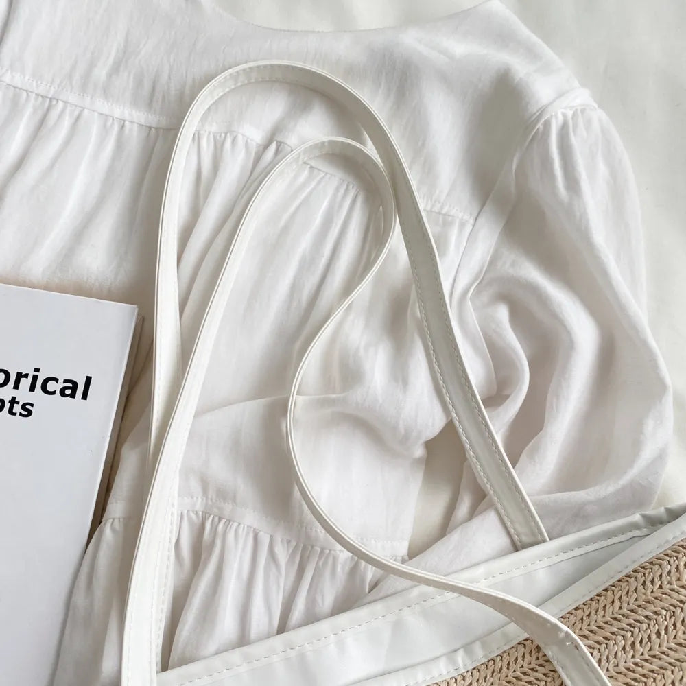 Straw Weave Leather Strap Tote Bag - Korvel
